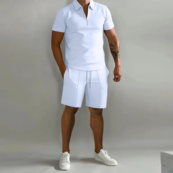 Men's Polo Casual Loose Short Sleeve Shorts Tracksuit_maomaolike.com