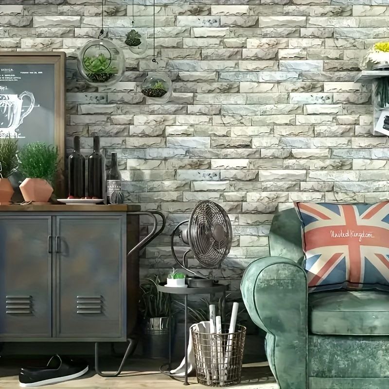 Colorful Self-Adhesive 3D Brick Pattern Restaurant Wallpaper Waterproof Decorative Removable Wall Stickers_maomaolike.com