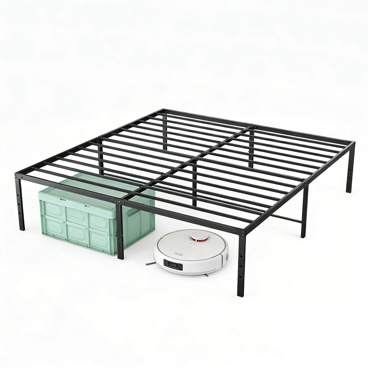 Sturdy And Durable Metal Base Frame, Noiseless Sturdy Steel Crossbars, Under-bed Storage Space, No Need For Box Springs_maomaolike.com