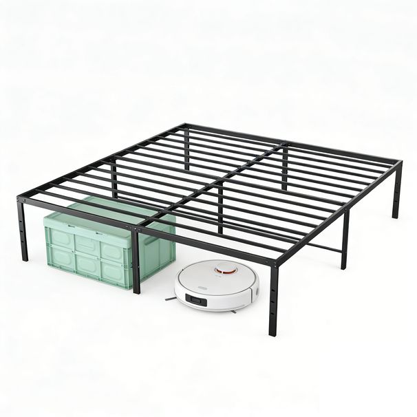 Sturdy And Durable Metal Base Frame, Noiseless Sturdy Steel Crossbars, Under-bed Storage Space, No Need For Box Springs_maomaolike.com