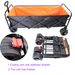 Big Large Capacity Folding Cart Extra Long Extender Wagon Cart Folding Wagon Garden Shopping Beach Cart (black + Orange)_maomaolike.com