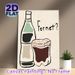 Fernet Themed Painting Poster, Minimalist Hand-drawn Wine Bottle & Iced Glass Poster, Stylish Beverage-themed Decor Ideal For Home Bar, Kitchen Or_maomaolike.com