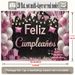 Spanish Happy Birthday Party Banner - Feliz Cumpleaños Design, Pink Black Polyester Backdrop, Balloons Gifts, Photo Props, Party Decor_maomaolike.com