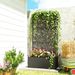 Metal Planter Box With Trellis, 71" Tall Raised Garden Bed With Privacy Screen And Drainage Holes, Banana-Leaf Cut-Outs_maomaolike.com