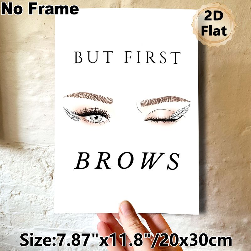 "But First Brows" Themed Painting Poster, Sleek Hand-drawn Eye & Brow Illustration Poster, Chic Makeup-focused Decor Ideal For Beauty Salon, Vanity_maomaolike.com