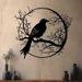 Metal Raven Crow Decor - Gothic Halloween Black Metal Wall Art Sign - Unique Halloween Garden Decor_maomaolike.com