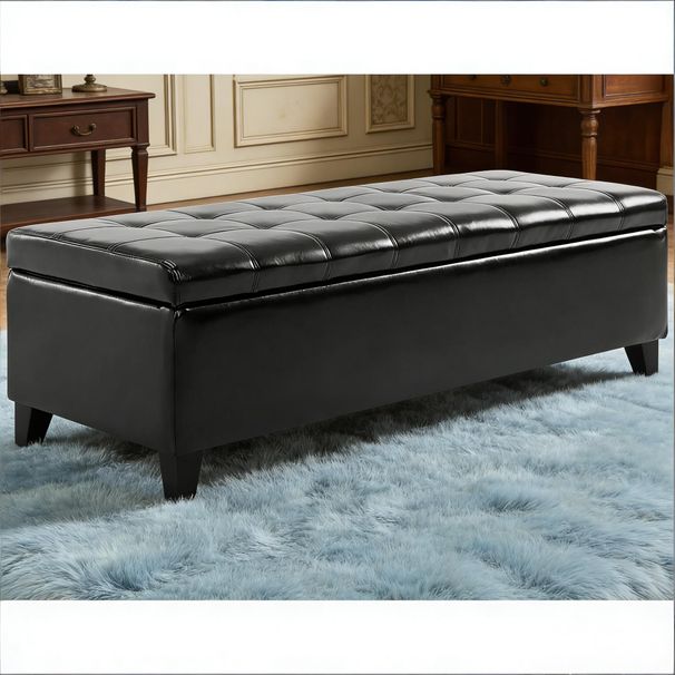 Leather Storage Chest With Lift Top Ottoman Storage Bench_maomaolike.com