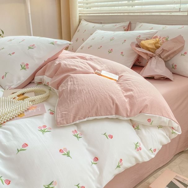 Home & Garden Four Piece Set Pure Washed Cotton Full Quilt Cover_maomaolike.com