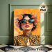 Floral Fashion Lady Painting Poster, Vibrant Artistic Portrait Poster, Eye-catching Chic Decor Featuring Lady With Floral Crown & Sunglasses, Ideal_maomaolike.com
