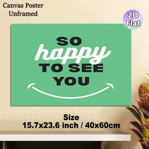 Positive Quote Painting Poster, Mint-green Playful Typography With Smile Graphic Poster, Warm Welcoming Vibe, Suitable For Entryway, Living Room Or_maomaolike.com