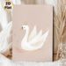 Swan Princess Painting Poster, Soft Pastel-toned Hand-painted White Swan With Glittery Crown And Golden Stars Poster, Elegant Delicate Decor Ideal For_maomaolike.com