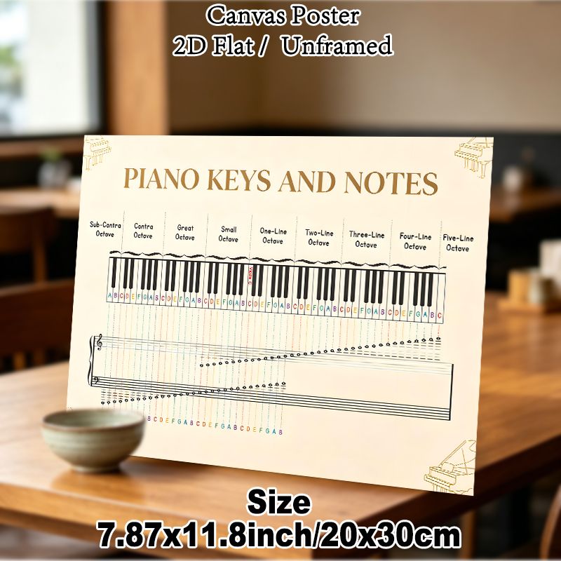 Piano Keys And Notes Painting Poster, Clear Color-Coded Educational Piano Guide Poster, Helps Learn Piano Notes And Octaves, Ideal For Music Rooms And_maomaolike.com