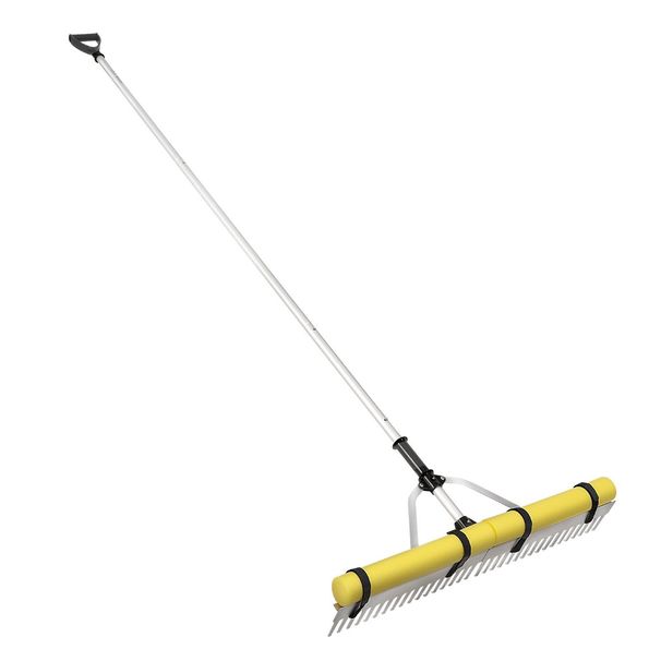 VEVOR Landscape Rake, 36" Head Aluminum Landscape Rake, Lake Rake With 102.36" Adjustable Extension Handle, Rope And Float, For Loosening Soil, Lawn Care, Ing Lake, Garden, Pond_maomaolike.com
