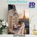 Paris Balcony & Eiffel Tower Painting Poster, Warm-toned Elegant Sunset Cityscape Poster, Adds Romantic Cozy Ambiance, Ideal For Living Room, Bedroom_maomaolike.com