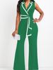 women's clothing new fashion V-neck temperament elegant sleeveless jumpsuit wide-leg pants_maomaolike.com