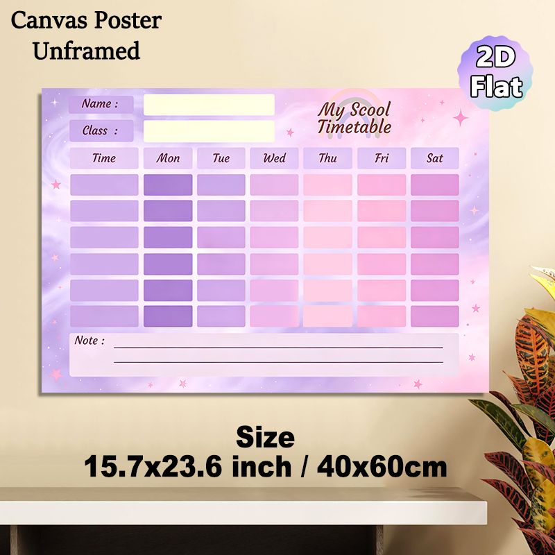 School Timetable Painting Poster, Dreamy Pastel Pink-purple Starry Style Poster, Practical Layout To Organize Class Schedules, Suitable For Study Room_maomaolike.com