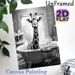 Giraffe Bathtub Themed Painting Poster, Monochrome Whimsical Animal Scene Poster, Playful Humorous Design, Ideal Wall Decor For Bathroom And Living_maomaolike.com
