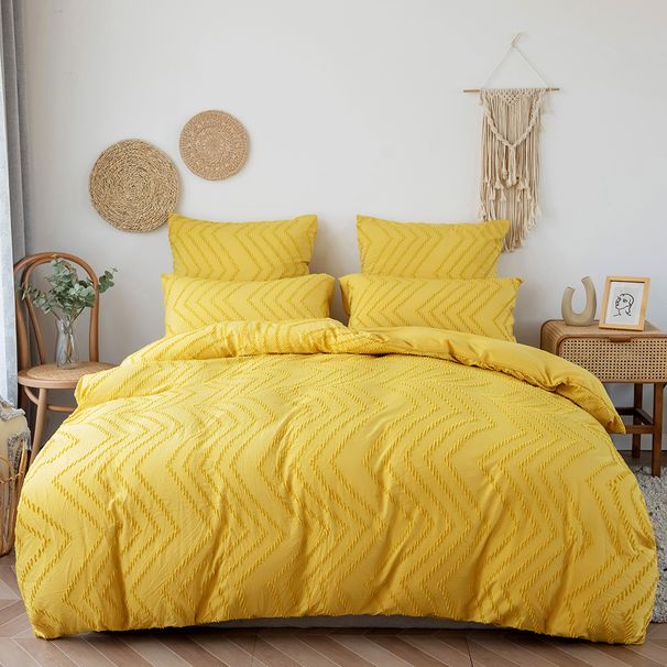 Textiles Bedding Solid Color Cut Flower Wave Shape Craft Style Home Textile Quilt Cover Pillowcase_maomaolike.com