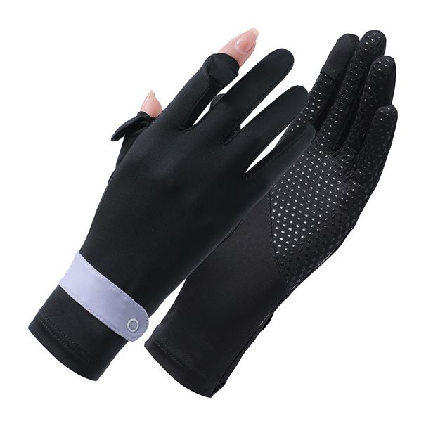 Sunscreen gloves ladies summer cool outdoor sunscreen thin section breathable non-slip sports riding ice silk gloves_maomaolike.com