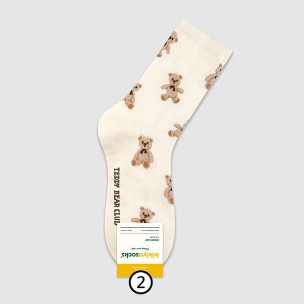 Socks Korean socks cute bear mid waist women's socks kiki women's cotton socks couple style girls college style men_maomaolike.com