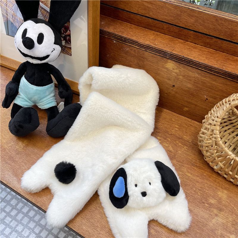 2024 New Cartoon Leopard Print Plush Scarf For Students, Cycling Warmer, Cold-Proof And Warm Fleece Neck Warmer_maomaolike.com