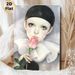 Pierrot-style Lady With Rose Painting Poster, Soft-toned Artistic Portrait Poster, Poignant Emotional Artwork Ideal For Bedroom And Living Room Wall_maomaolike.com