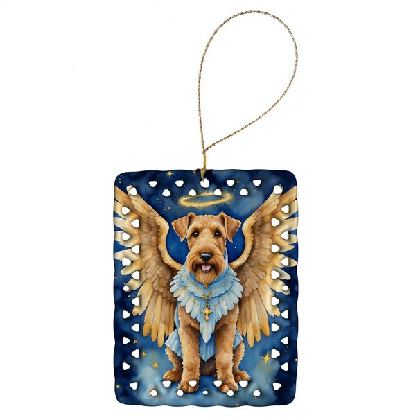 Airedale Terrier My Angel Porcelain Ornament Christmas Tree Hanging Decorations For Home Christmas Holiday, Rectangle, Gift, Multicolor_maomaolike.com