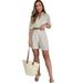 women's clothing 2024 new solid color fashionable casual long-sleeved shirts, belts and shorts women's suits_maomaolike.com