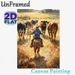 Ranch Cowboy Herding Cattle Painting Poster, Warm-toned Rustic Oil Painting Style Poster, Vivid Pastoral Scene, Ideal For Living Room & Farmhouse_maomaolike.com