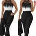 Women's Clothing autumn and summer temperament commuting print cross strap gradient top + solid color slim pants two piece set_maomaolike.com
