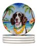 English Springer Spaniel Luau Large Sandstone Coasters Pack Of 4 Absorbent Round Coasters Decor Gifts For Men Or Women, 4 In, Multicolor_maomaolike.com