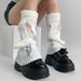 Warm Spice Girls subculture broken knit y2k white calf pile in the middle of the tube female student sock sock_maomaolike.com