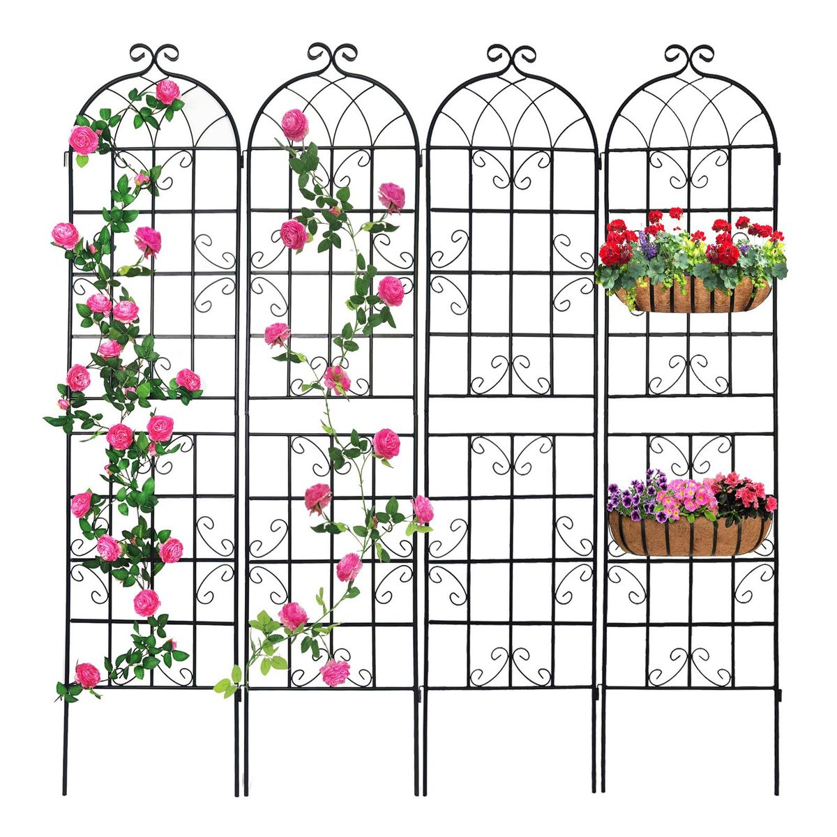 4 Pack Metal Garden Trellis 86.7" X 19.7" Rustproof Trellis For Climbing Plants Outdoor Flower Support_maomaolike.com
