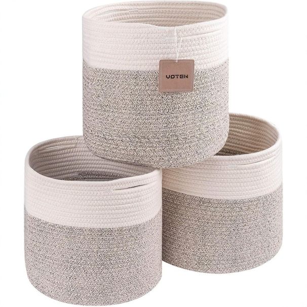 Cotton Rope Woven Basket For Household Items And Toys, Portable Laundry Basket, Living Room Storage Bin_maomaolike.com