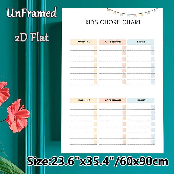 Chore Chart Painting Poster, Pastel-toned Minimalist Daily Schedule Poster, Practical Design To Organize Daily Tasks Ideal For Home Spaces_maomaolike.com