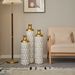 Floor Metal Vase Modern Style Decoration Home Droplet Shaped White Metal Vase 3-piece Set Gorgeous Home Decoration Large Glazed Metal Vase_maomaolike.com