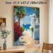 Mediterranean Coastal Town Painting Poster, Vibrant Idyllic Coastal Scene Poster, Infuses Tranquil Seaside Atmosphere, Ideal For Living Room, Bedroom_maomaolike.com