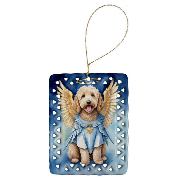 Goldendoodle My Angel Porcelain Ornament Christmas Tree Hanging Decorations For Home Christmas Holiday, Rectangle, Gift, Multicolor_maomaolike.com