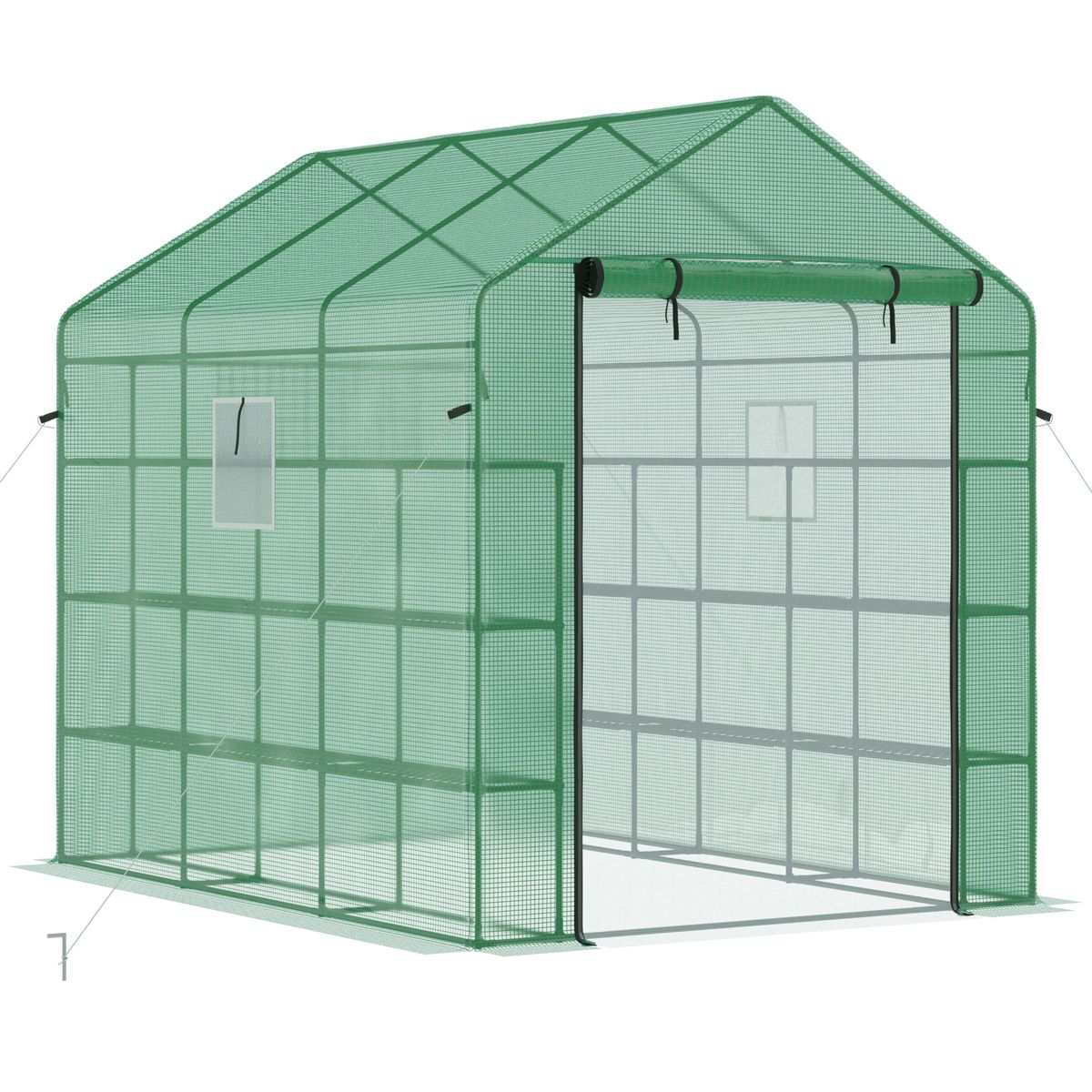 8 X 6 X 7 Temporary Greenhouse For Growing Flowers With Mesh Door & Windows Green_maomaolike.com