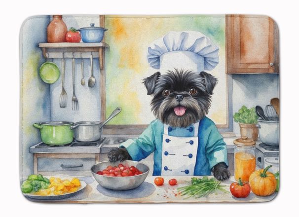 Affenpinscher The Chef Memory Foam Kitchen Mat Machine Washable Anti-Fatigue Mat Cushion Comfort Bath Mat Or Kitchen Rug_maomaolike.com