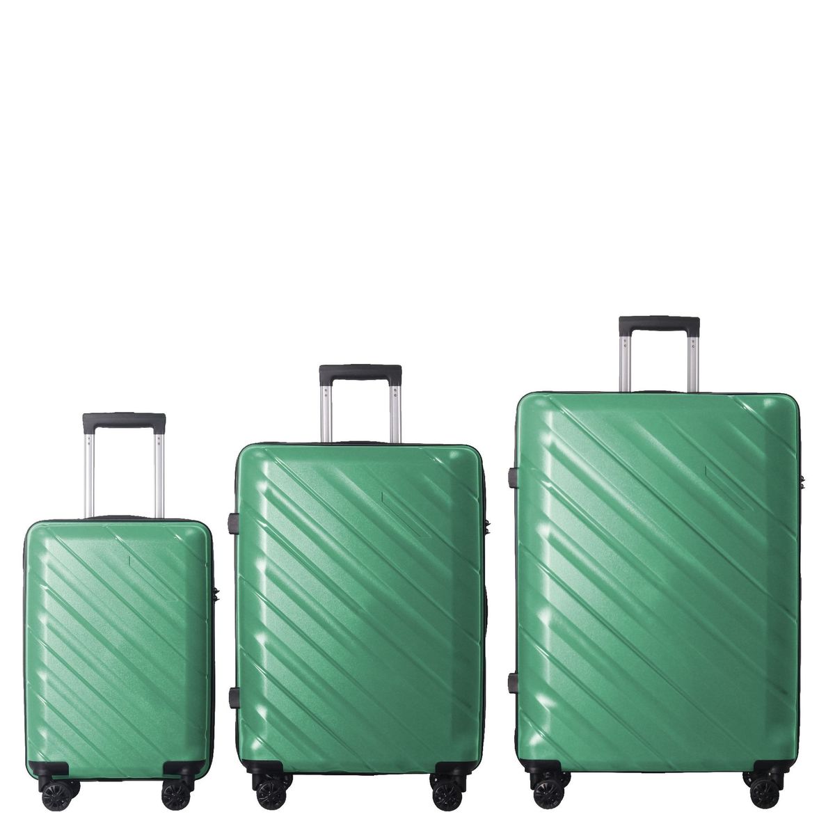3-Piece Luggage Sets (20", 24", 28"), Suitcase With Wheels, Hardside Suitcase With Four Spinner Wheels And Scratch-Resistant Surface, Green_maomaolike.com