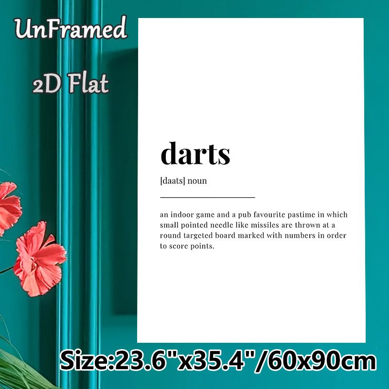 Darts Definition Painting Poster, Minimalist Typographic Text Poster, Clear Darts Term Description, Ideal For Game Rooms, Bars And Home Wall Decor_maomaolike.com