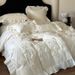 Autumn Winter Pure Brushed 100-Count Long-Staple Cotton Four-Piece Set All-Cotton Warm Quilt Cover Fairy-Like Ruffled Edge Three-D_maomaolike.com