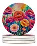 Colorful Carnations Large Sandstone Coasters Pack Of 4 Absorbent Round Coasters Decor Gifts For Men Or Women, 4 In, Multicolor_maomaolike.com