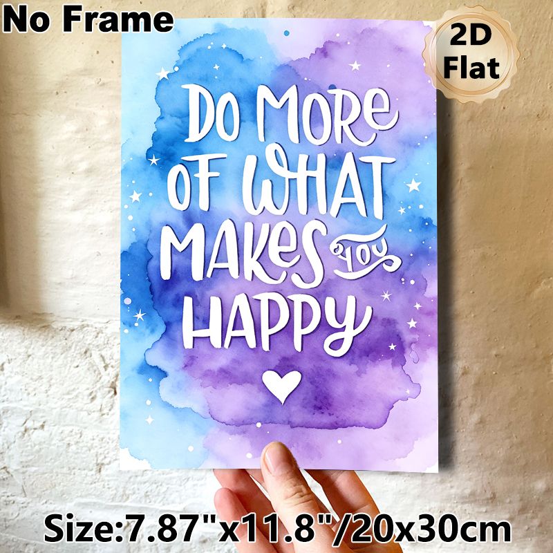 Inspirational Quote Painting Poster, Soft Watercolor Blue-purple Gradient With Stars And Heart Poster, Uplifting Motivational Decor Ideal For Bedroom_maomaolike.com