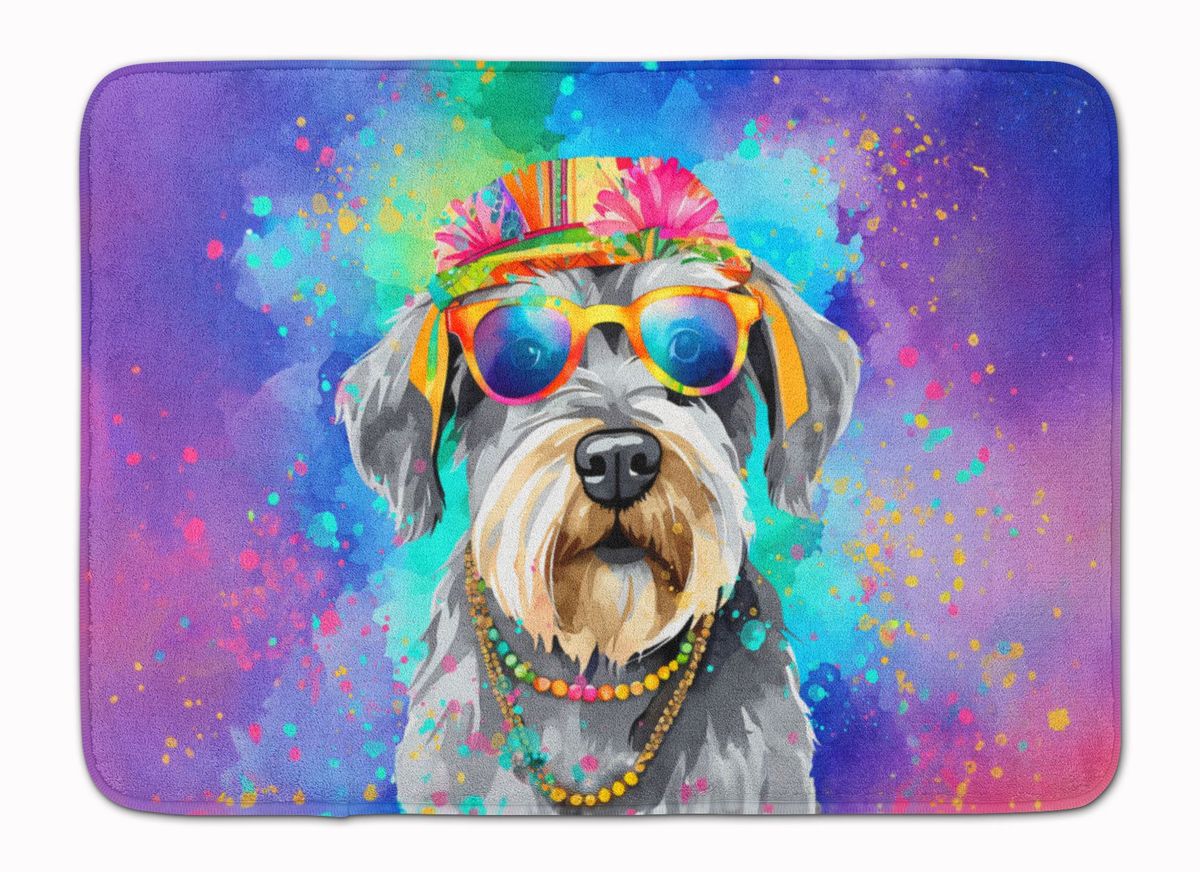 Schnauzer Hippie Dawg Memory Foam Kitchen Mat Machine Washable Anti-Fatigue Mat Cushion Comfort Bath Mat Or Kitchen Rug_maomaolike.com