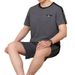 Men's Clothing Middle aged and elderly men's casual suits summer men's short sleeved shorts dad's loose clothes grandfather thin two piece suit_maomaolike.com