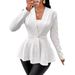 Women's Clothing new casual texture single button green fruit collar long sleeved top jacket_maomaolike.com