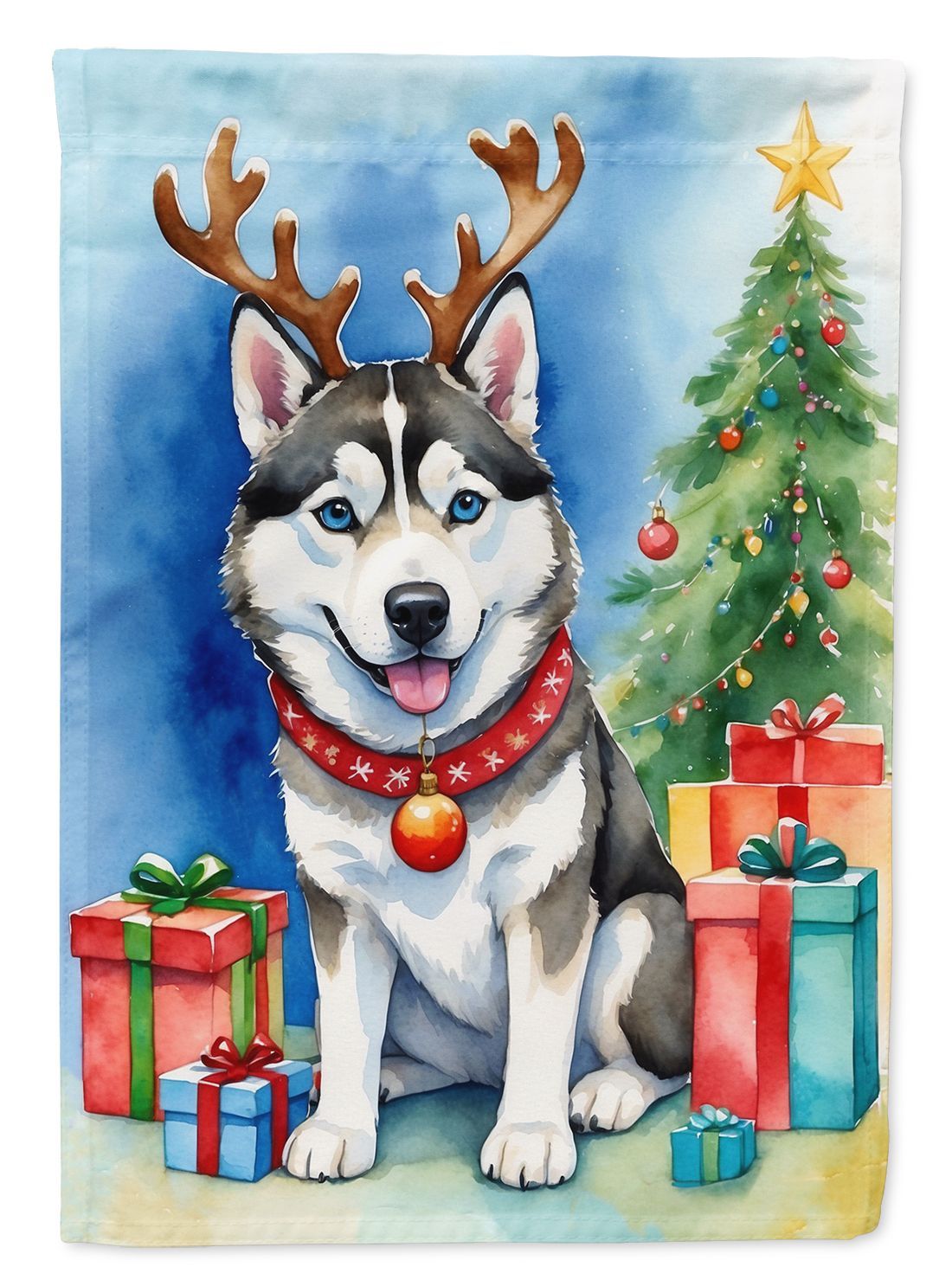 Siberian Husky Christmas Reindeer Garden Flag Mailbox Flag Decorative Yard Flag Banner Outside Patio Artwork Yard Flower Beds, Garden Size, Multicolor_maomaolike.com