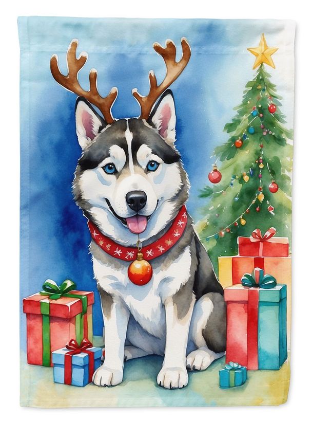 Siberian Husky Christmas Reindeer Garden Flag Mailbox Flag Decorative Yard Flag Banner Outside Patio Artwork Yard Flower Beds, Garden Size, Multicolor_maomaolike.com